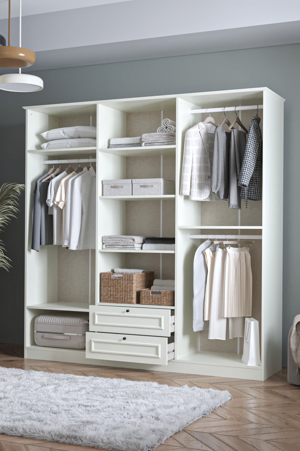 Mira 6 Kapaklı 2 Çekmeceli Gardırop/Dolap 209x182x54 cm Aytaşı