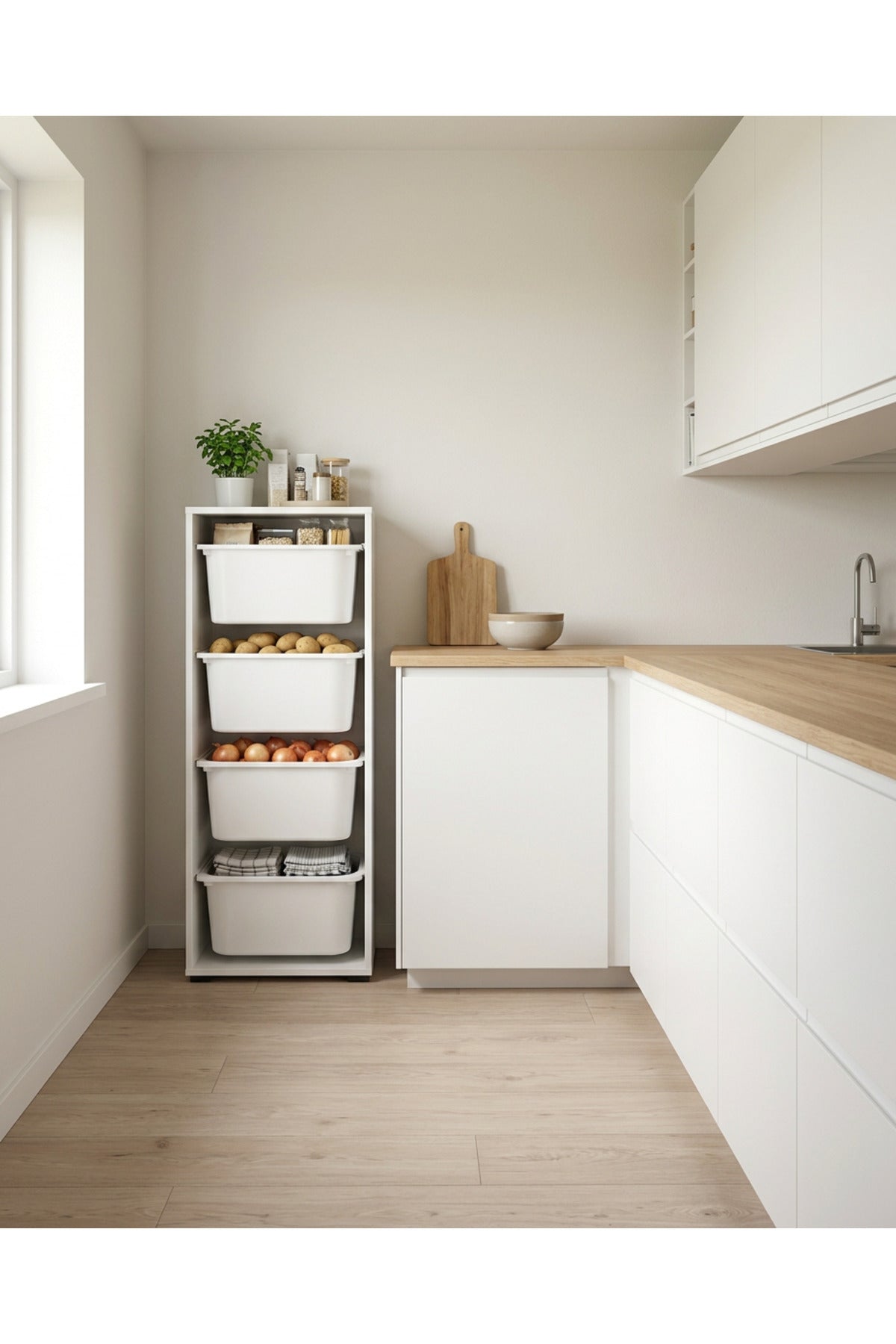 Nest 4 Büyük Sepetli Düzenleme Dolabı Y:108 G:45 D:30 cm / Beyaz