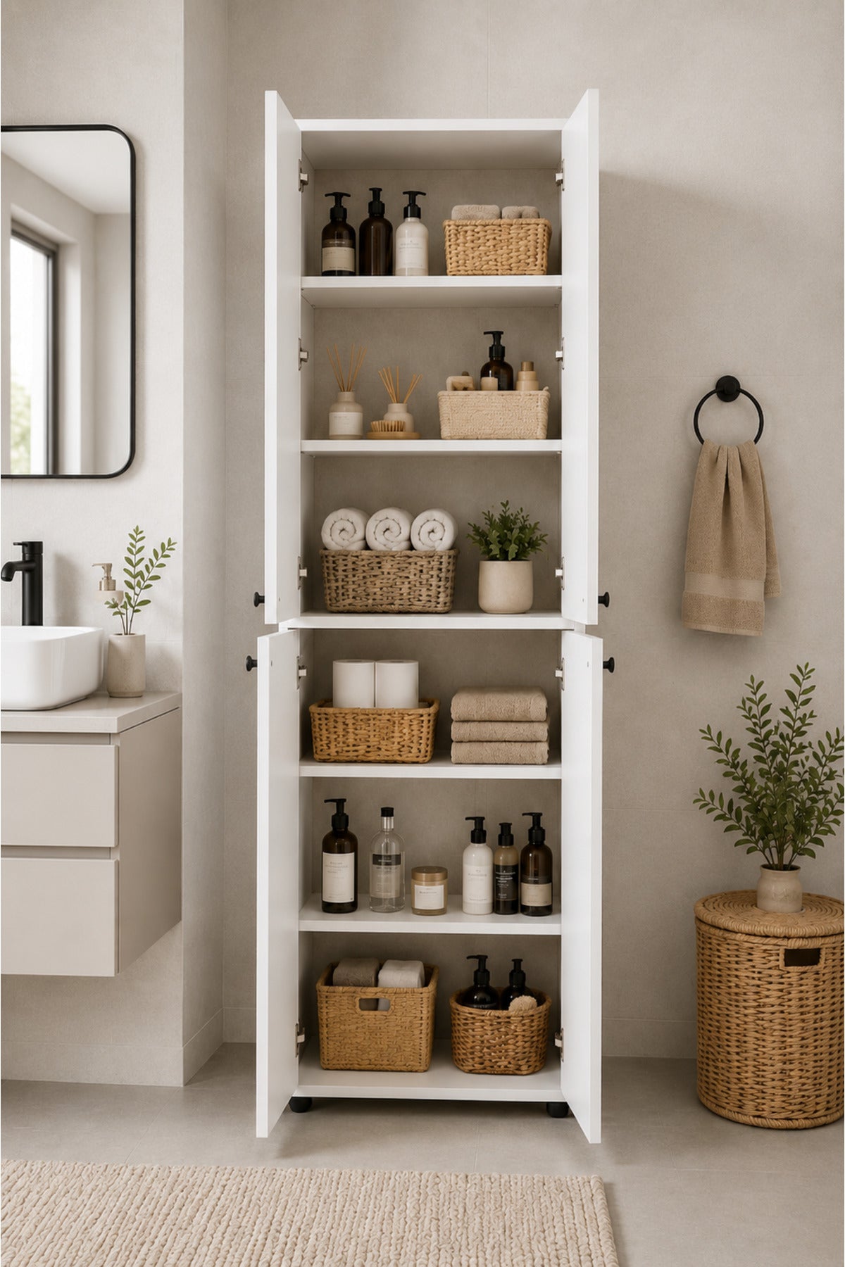 Nest 4 Kapaklı Çok Amaçlı Dolap Y:182 G:62 D:35 / Beyaz