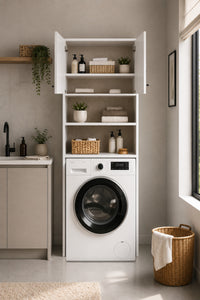 Nest Tekli Çamaşır Makinası Dolabı Y:190 G:65 D:25 / Beyaz