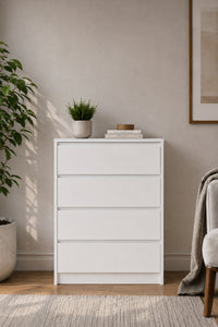 Nolm 4 Çekmeceli Şifonyer G:76 D:40 Y:100 Cm / Beyaz