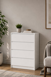 Nolm 4 Çekmeceli Şifonyer G:76 D:40 Y:100 Cm / Beyaz