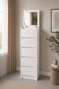 Nolm 5 Çekmeceli Yüksek Şifonyer/Çamaşırlık Y:122 D:40 G:40 / Beyaz