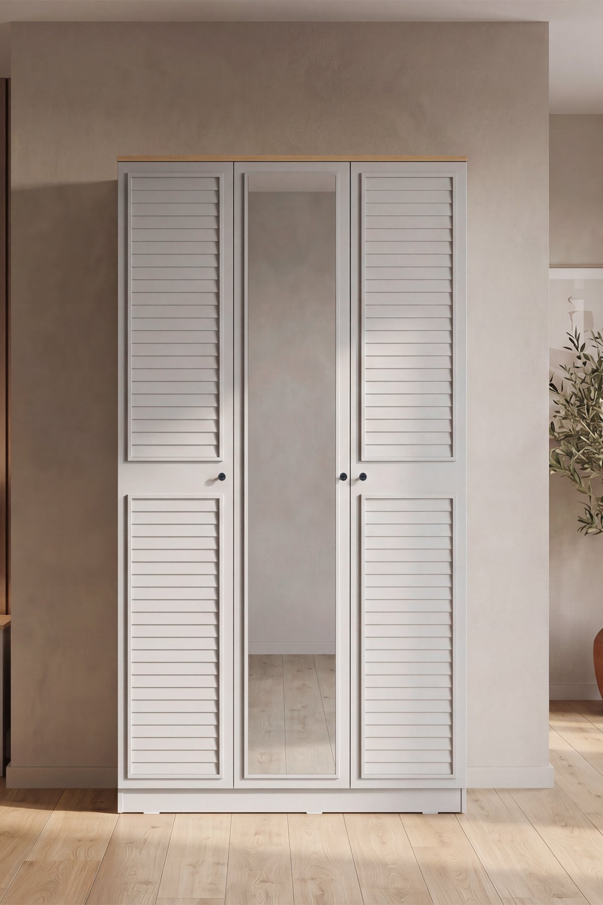 Taiga 3 Kapaklı Gardırop Y:209 G:103 D:52 / Buz Gri