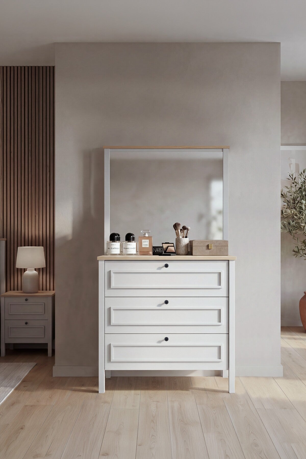 Taiga Aynalı Şifonyer Y:142 G:75 D:41 / Buz Gri