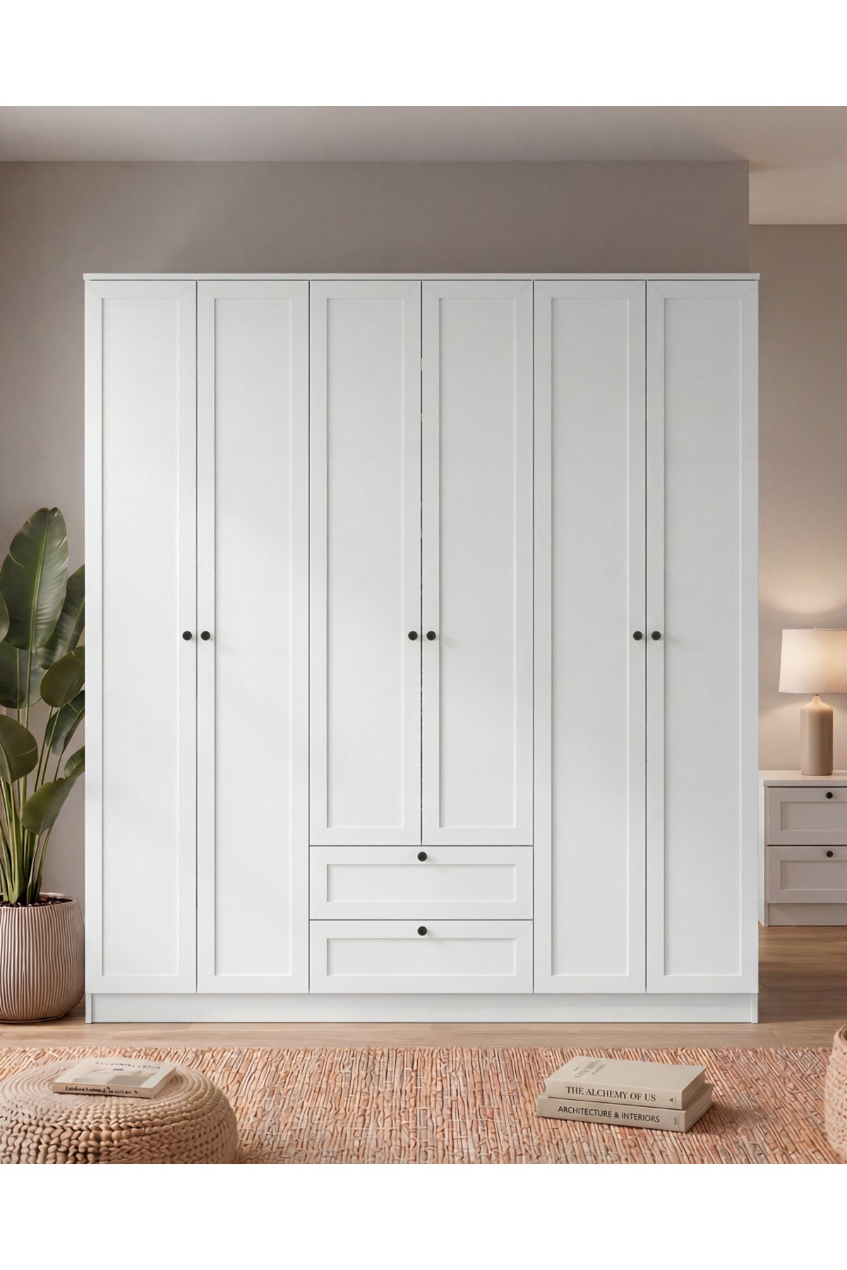 Terra 6 Kapaklı 2 Çekmeceli Gardırop/Dolap Y:210 G:206 D:52