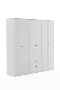 Terra 6 Kapaklı 2 Çekmeceli Gardırop/Dolap Y:210 G:206 D:52