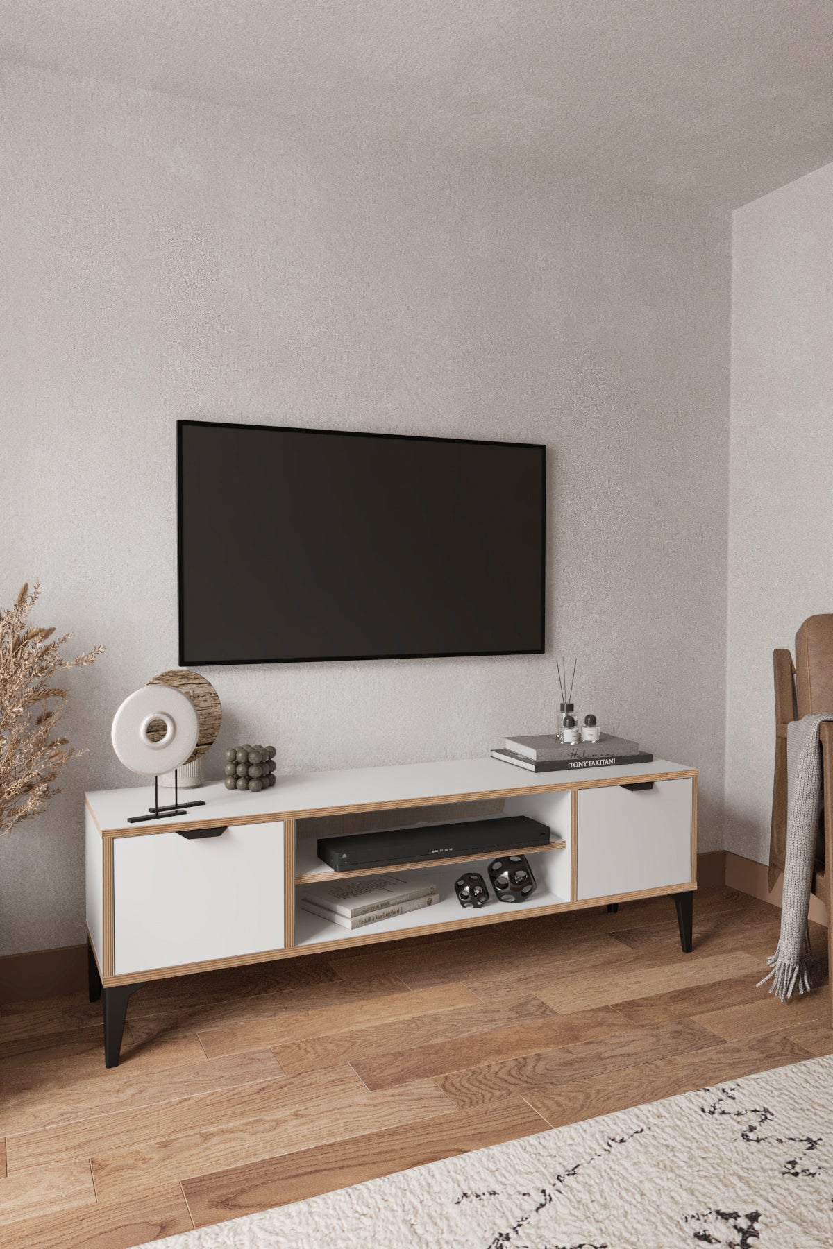 Arden 2 Kapaklı Tv Ünitesi - Beyaz - Sarmobi